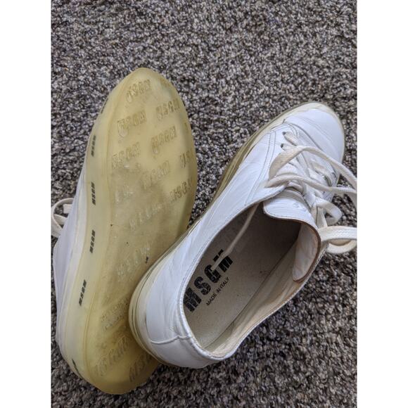 MSGM Sneakers Shoes Womens Size 8.5 White Leather Chunky Made In Italy - Picture 4 of 9